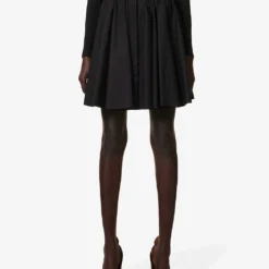 Belted High-rise Cotton Mini Skirt -Outlet Pique Style Store R04179410 NOIR ALT02