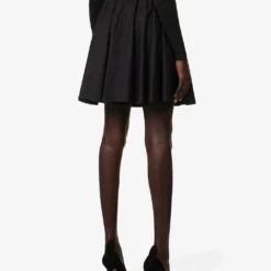 Belted High-rise Cotton Mini Skirt -Outlet Pique Style Store R04179410 NOIR ALT03