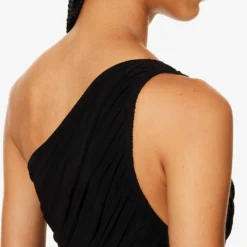 Norma Kamali Diana One-shoulder Stretch-woven Maxi Dress -Outlet Pique Style Store R04179595 BLACK ALT04