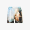 Roberto Cavalli Graphic-print Mid-rise Silk Shorts