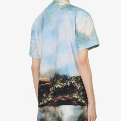 Roberto Cavalli Graphic-print Rhinestone-embellished Cotton T-shirt -Outlet Pique Style Store R04179650 MULTICOLOUR ALT03