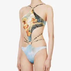 Roberto Cavalli Graphic-pattern Cut-out Swimsuit -Outlet Pique Style Store R04179653 MULTICOLOUR ALT02