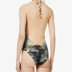 Roberto Cavalli Graphic-pattern V-neck Swimsuit -Outlet Pique Style Store R04179654 MULTICOLOUR ALT03