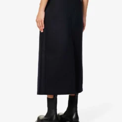 Sacai Contrast-panel Pleated Wool Midi Skirt -Outlet Pique Style Store R04180382 NAVY ALT03