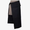 Sacai Contrast-panel Pleated Wool Midi Skirt