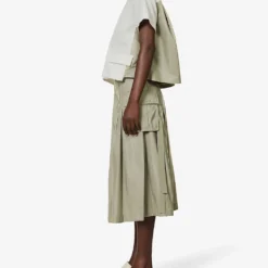 Sacai Pleated Flap-pocket Shell Midi Skirt -Outlet Pique Style Store R04180391 LKHAKI ALT01