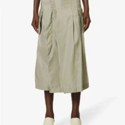 Sacai Pleated Flap-pocket Shell Midi Skirt -Outlet Pique Style Store R04180391 LKHAKI ALT02