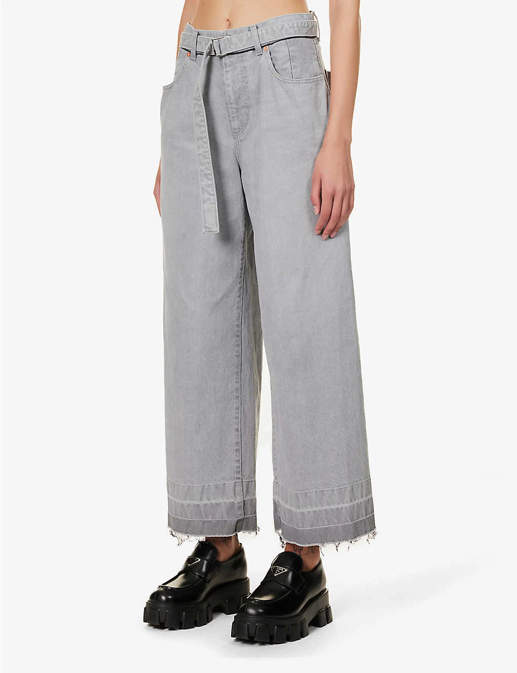 Sacai Faded-wash Wide-leg Mid-rise Jeans 3 Sacai Faded-wash Wide-leg Mid-rise Jeans - Image 3