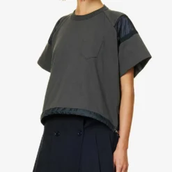 Sacai Toggle-hem Relaxed-fit Cotton-jersey T-shirt -Outlet Pique Style Store R04180399 CGRAY ALT02