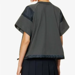 Sacai Toggle-hem Relaxed-fit Cotton-jersey T-shirt -Outlet Pique Style Store R04180399 CGRAY ALT03