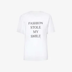Victoria Beckham Fashion Stole My Smile Slogan-print Organic Cotton-jersey T-shirt