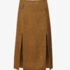 Victoria Beckham Split-front A-line Wool Midi Skirt