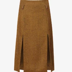 Victoria Beckham Split-front A-line Wool Midi Skirt