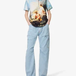 Roberto Cavalli Graphic-print Short-sleeved Cotton-jersey T-shirt -Outlet Pique Style Store R04180673 MULTICOLOUR ALT01