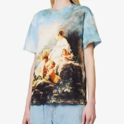 Roberto Cavalli Graphic-print Short-sleeved Cotton-jersey T-shirt -Outlet Pique Style Store R04180673 MULTICOLOUR ALT02