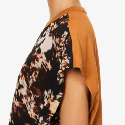 Dries Van Noten Floral-print Contrasting-back Cotton-blend T-shirt -Outlet Pique Style Store R04180736 RUST ALT04