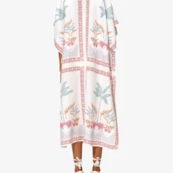 By Malina Minella Abstract-print Linen-blend Midi Dress -Outlet Pique Style Store R04180758 PASTELPALM ALT03