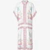 By Malina Minella Abstract-print Linen-blend Midi Dress