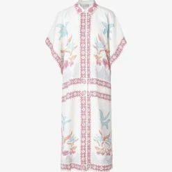 By Malina Minella Abstract-print Linen-blend Midi Dress