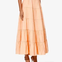 By Malina Scarlett High-rise Tiered-hem Rayon Skirt -Outlet Pique Style Store R04180764 APRICOT ALT02