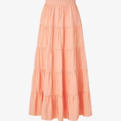 By Malina Scarlett High-rise Tiered-hem Rayon Skirt