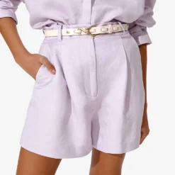 By Malina Edita High-rise Linen-blend Shorts 9 By Malina Edita High-rise Linen-blend Shorts -Outlet Pique Style Store R04180775 VIOLET ALT04