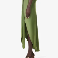 Elisabetta Asymmetric Satin Midi Skirt -Outlet Pique Style Store R04181291 NORI ALT02