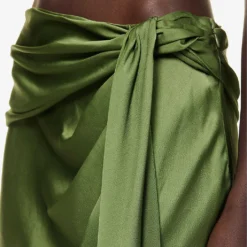 Elisabetta Asymmetric Satin Midi Skirt -Outlet Pique Style Store R04181291 NORI ALT04