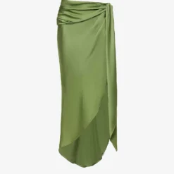 Elisabetta Asymmetric Satin Midi Skirt