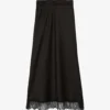 THE KOOPLES Scalloped Lace-trim High-rise Silk Midi Skirt
