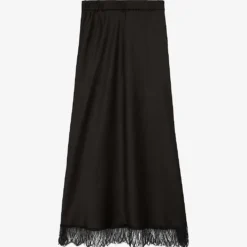THE KOOPLES Scalloped Lace-trim High-rise Silk Midi Skirt