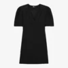THE KOOPLES Faux-leather Piping Puff-sleeve Crepe Mini Dress