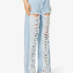 Dion Lee Frayed Cut-out Straight Mid-rise Jeans -Outlet Pique Style Store R04181839 CYAN ALT02