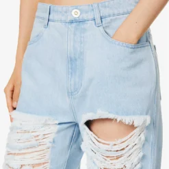 Dion Lee Frayed Cut-out Straight Mid-rise Jeans -Outlet Pique Style Store R04181839 CYAN ALT04