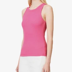 ME AND EM Sleeveless Slim-fit Stretch-cotton Top -Outlet Pique Style Store R04181869 PUNCHPINK ALT02
