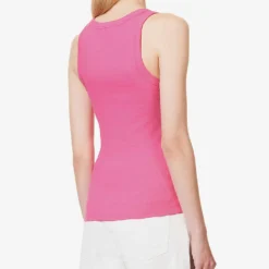 ME AND EM Sleeveless Slim-fit Stretch-cotton Top -Outlet Pique Style Store R04181869 PUNCHPINK ALT03