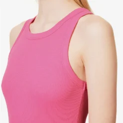 ME AND EM Sleeveless Slim-fit Stretch-cotton Top -Outlet Pique Style Store R04181869 PUNCHPINK ALT04