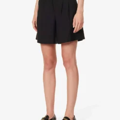 ME AND EM Textured High-rise Stretch-woven City Shorts -Outlet Pique Style Store R04181883 BLACK ALT02