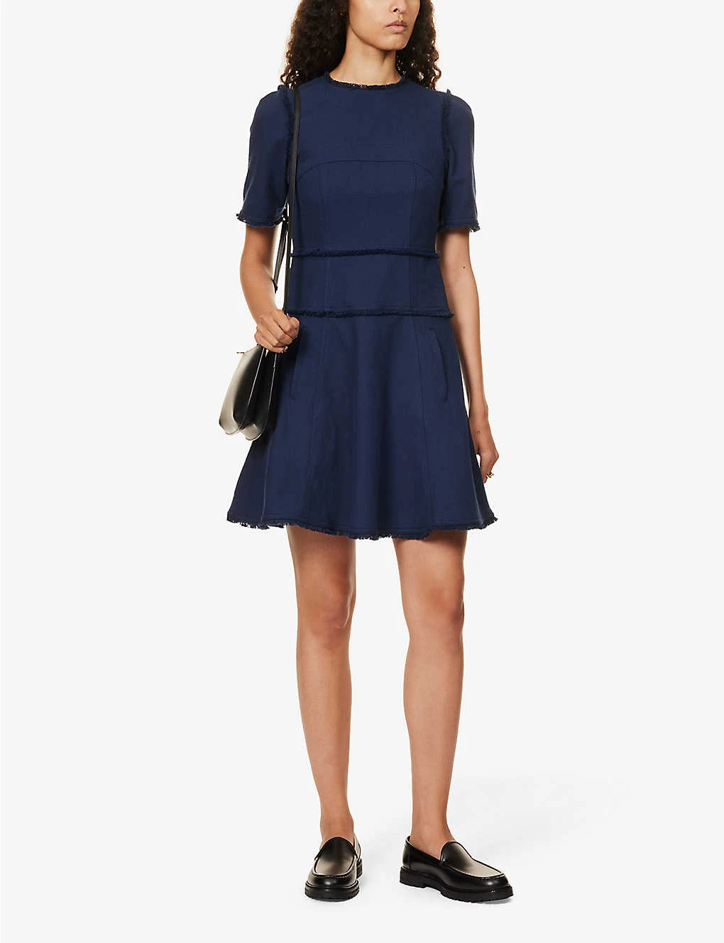 ME AND EM Textured Short-sleeve Cotton-blend Mini Dress 2 ME AND EM Textured Short-sleeve Cotton-blend Mini Dress - Image 2