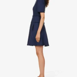 ME AND EM Textured Short-sleeve Cotton-blend Mini Dress 7 ME AND EM Textured Short-sleeve Cotton-blend Mini Dress -Outlet Pique Style Store R04181902 BRIGHTNAVY ALT02