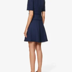 ME AND EM Textured Short-sleeve Cotton-blend Mini Dress 8 ME AND EM Textured Short-sleeve Cotton-blend Mini Dress -Outlet Pique Style Store R04181902 BRIGHTNAVY ALT03