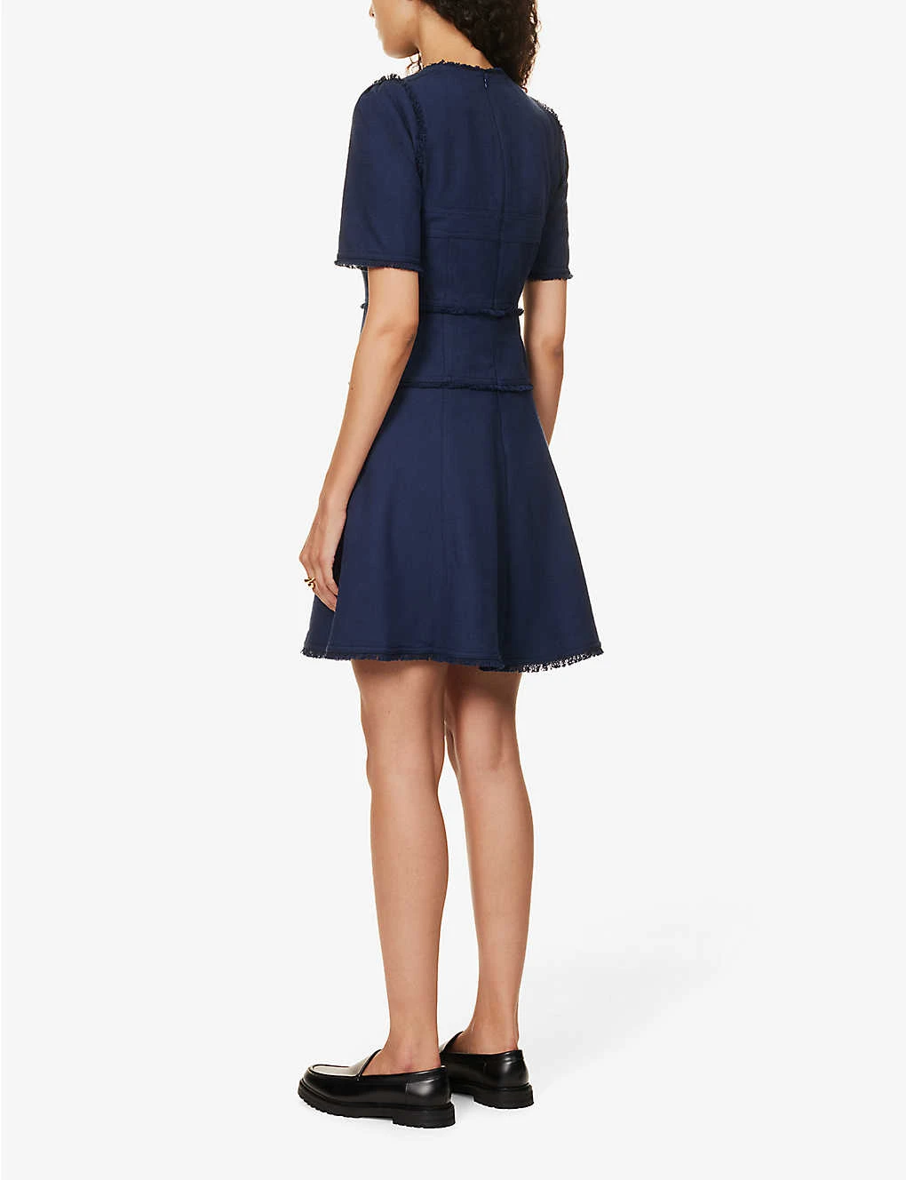 ME AND EM Textured Short-sleeve Cotton-blend Mini Dress 4 ME AND EM Textured Short-sleeve Cotton-blend Mini Dress - Image 4