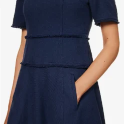 ME AND EM Textured Short-sleeve Cotton-blend Mini Dress 9 ME AND EM Textured Short-sleeve Cotton-blend Mini Dress -Outlet Pique Style Store R04181902 BRIGHTNAVY ALT04