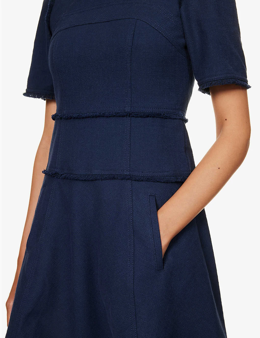 ME AND EM Textured Short-sleeve Cotton-blend Mini Dress 5 ME AND EM Textured Short-sleeve Cotton-blend Mini Dress - Image 5