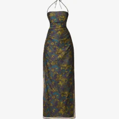 Valerio Halter-neck Floral-print Cotton And Silk-blend Midi Dress