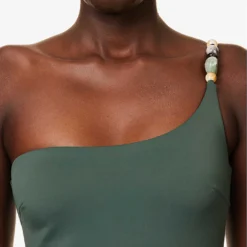Maxime Bead-embellished One-shoulder Swimsuit -Outlet Pique Style Store R04181998 PETROL ALT04