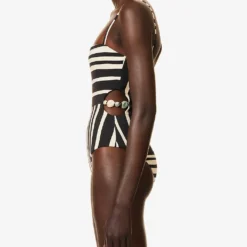 Linocut Bead-embellished Graphic-print Swimsuit -Outlet Pique Style Store R04181999 LIGNE ALT02