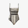 Linocut Bead-embellished Graphic-print Swimsuit
