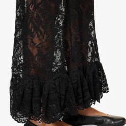 Paco Rabanne Floral-embroidered Stretch-woven Maxi Skirt -Outlet Pique Style Store R04183138 BLACK ALT05