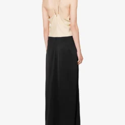 Toteme Draped Colour-block Woven Midi Dress -Outlet Pique Style Store R04183208 BLACKBLEACHEDSAND ALT03